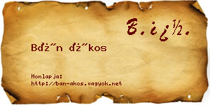 Bán Ákos névjegykártya